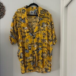Ocean Current Yellow Tropical Print Men's Shirt